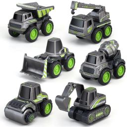 Unbreakable Crane Bulldozer Construction Toy Set Roller Mixer Truck Transporter-27