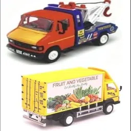 Tow Truck With Vegetable Truck | Action Play Friction Vehicle Toy Set Combo Pack-image-6