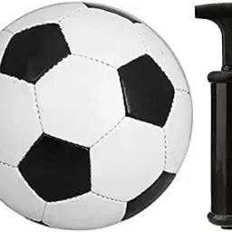WS Black & White Football with Free Pump And Needle Football - Size: 5-15