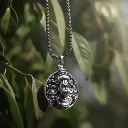Silver Chain with Rambhakt Hanuman Pendant Rhodium Alloy Locket Sterling Silver Sterling Silver Locket Set-image-26