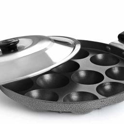 12 Cavity Appam Patra Single Handle Paniarakkal with Lid 1 L capacity 25 cm diameter-picture-18