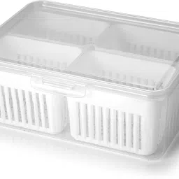 crackle Multi Purpose Storage Box With drainer Vegetable Storage box Fridge Container Plastic Fruit & Vegetable Basket image 5
