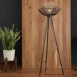 orange tree Mallawi Black Iron Shade Tripod Floor Lamp with Iron Base-picture-7