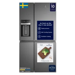 Electrolux UltimateTaste 900 680 Litres Frost Free French Door Refrigerator with Water Dispenser (EQE6879A-B NIN, Glossy Dark Grey)-picture-24