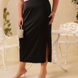 Women Solid A-line Black Skirt-image-24