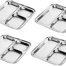 Pav Bhaji Plate for Restaurant Small Stainles Steel 3 in 1 Compartment Plate b30 Dinner Plate-picture-15