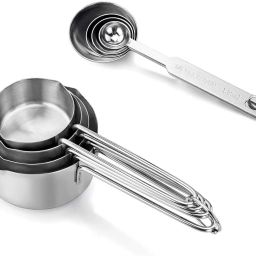8 PCs Stainless Steel Measuring Cup and Spoon Set Combo for Dry or Liquid Kitchen Gadgets for Cooking & Baking Cakes Measuring Cup Set Combo with Handles Stainless Steel Measuring Spoon Set-20
