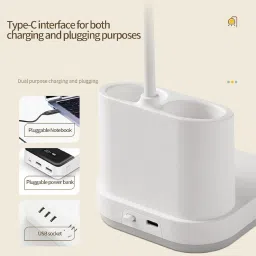 akr Powerful Rechargeable Table lamp Desk lamp Pen Stand USB Charging Study Lamp image 3