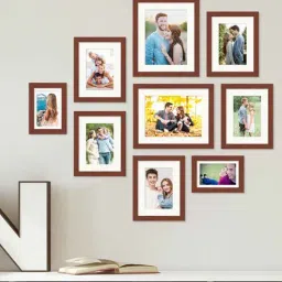 art street Rylee Set Of 9 Brown Synthetic Wood Collage Photo Frames-picture-44