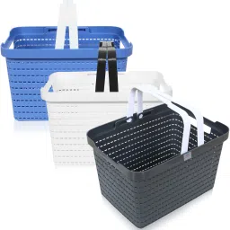 Plastic Plastic Storage Basket for Kitchen|Stationery|FLORA-222|Pack of 3|Multicolor Storage Basket-image-8