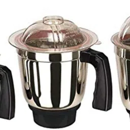 Set of 3 Stainless Steel Mixer Jar (Chutney, Dry and Liquid Jar)|Standard Mixer Jar|Kitchen Tools|Mixer Grinder Steel jar with lid(Steel Black) Mixer Juicer Jar-picture-4