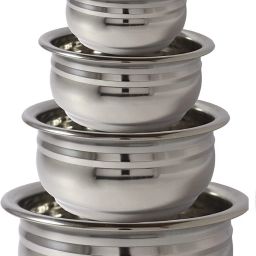 Pack of 5 Stainless Steel handi/patila cookware pot pan serving bowl Dinner Set-image-81