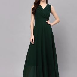 Women Fit and Flare Green Maxi/Full Length Dress-image-42