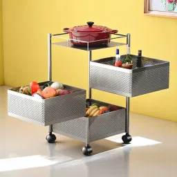 3XL Kitchen Storage Rack | Metal Kitchen Trolley with Wheels Iron Kitchen Trolley-image-58