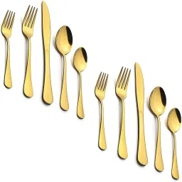 Gold Silverware Set,Stainless Steel Cutlery Kitchen Utensil Set(Gold,Set of 10) Stainless Steel Cutlery Set-image-46