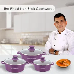 wonderchef Granite Die-Cast Non-Stick Pack of 3 Cook and Serve Casserole Set image 2