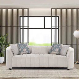 casacraft from pepperfry Mystic Fabric 3 Seater Sofa in Ivory Colour-picture-37