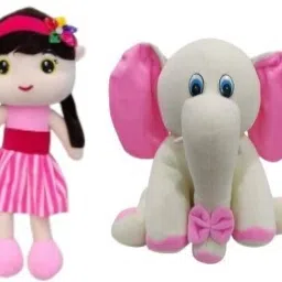 CREAM-ELEPHANT, PINK-DOLL- 25 cm-18