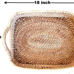 das departmental store Rectangular Bio-Natural Rattan Made Table Top Standard Size Serving Sizzler Tray image 4