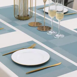 HOKIPO 5 Pieces Textured & Colourblocked Table Mats with Table Runner image 5