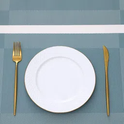 HOKIPO 5 Pieces Textured & Colourblocked Table Mats with Table Runner image 3
