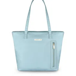 Caprese Blue Leather Structured Shoulder Bag-24