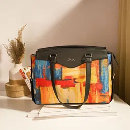 ZOUK Abstract Printed Structured Jute Shoulder Bag image 2