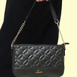Lavie Star Blixen Black Quilted Structured Shoulder Bag-image-55