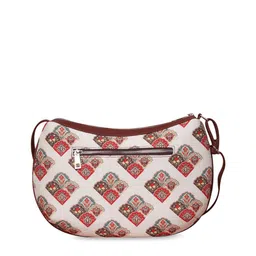 ZOUK White Floral Printed Structured Sling Bag image 3