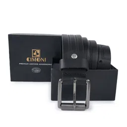 CIMONI Men Black Textured Leather Belt-image-57
