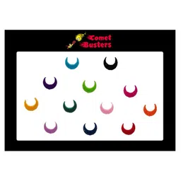 Comet Busters 12 Pcs Reusable Crescent-Shaped Designer Bindis - Multicoloured-17