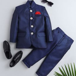 Jeetethnics Boys Navy Blue Solid Bandhgala Jodhpur Blazer-picture-29