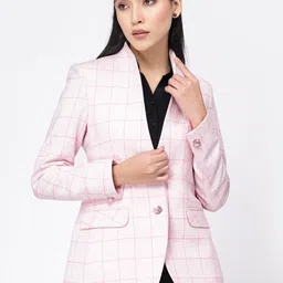 KLOTTHE Women Checked Single-Breasted Formal Blazers-image-52
