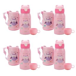 Kuber Industries Kids Pink & Blue 4 Pieces Stainless Steel Printed Water Bottle 500 ml-2