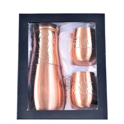 DSH Crafting Your Curiosity Brown Pure Copper Water Bottle With 2 Pieces Tumbler-image-22