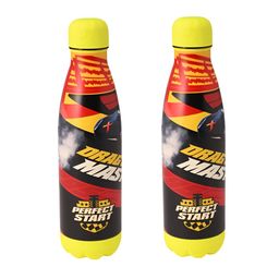 Kuber Industries Red & Yellow 2 Pieces Printed Stainless Steel Water Bottle-34