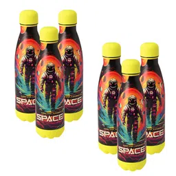 Kuber Industries Black & Yellow 6 Pieces Printed Stainless Steel  Water Bottle 500 ml-image-9
