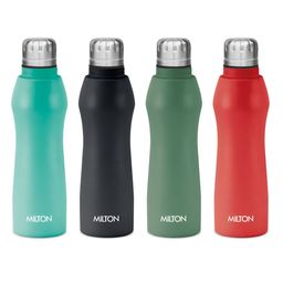 Milton Red & Green Set of 4 Stainless Steel Solid Water Bottle-3