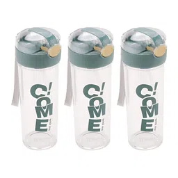 Kuber Industries Transparent & Green Set of 3 Plastic Printed Water Bottle-29