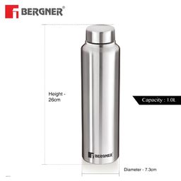 BERGNER Walking Silver-Toned 3 Pieces Stainless Steel Airtight Water Bottle 1L Each-image-83