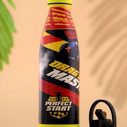 Kuber Industries Red & Black Single Stainless Steel Printed Water Bottle-image-89