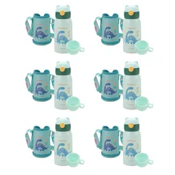Kuber Industries Green 6 Pcs Stainless Steel Water Bottles Straw Cup & Covers 500 ml-image-21