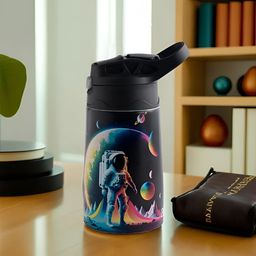 Kuber Industries Black & Blue Single Stainless Steel Printed Water Bottle-image-27