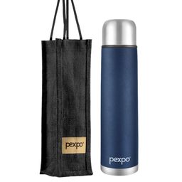 Pexpo FLAMINGO Navy Blue Solid Steel Flask Water Bottle With Jacket 500ml-19