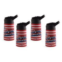 Kuber Industries Red 4 Pieces Typography Printed Stainless Steel Water Bottles 350 ml-image-23