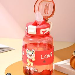 Kuber Industries Red & White Single Plastic Printed Water Bottle-picture-57