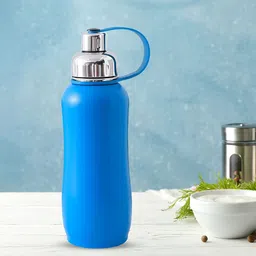 Kuber Industries Blue & Silver-Toned Single Stainless Steel Solid Water Bottle-image-95