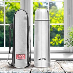 Milton Silver Plain Lid 1000 Thermosteel 24 Hours Hot & Cold Water Bottle 1 Litre-image-51