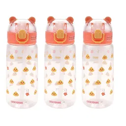 Kuber Industries Transparent & Orange Set of 3 Plastic Printed Water Bottle-19