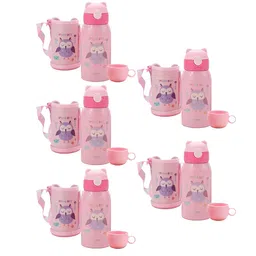 Kuber Industries Pink 5 Pieces Printed Stainless Steel Water Bottle 500 ml-29